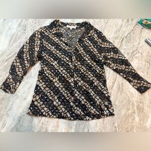 Andria Lieu Black & Gold Lace Top Size M | Dressy Long Sleeve